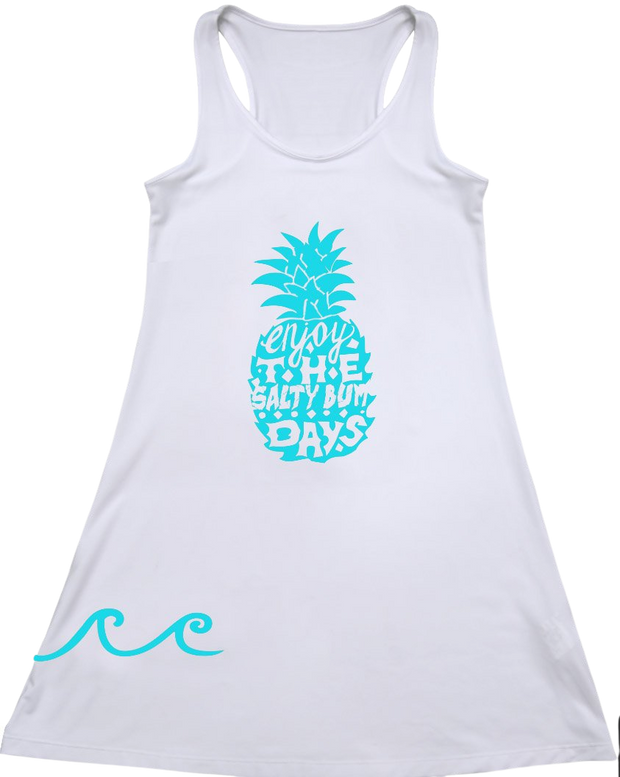 Ladies UV Performance White Tank Dress- Pineapple