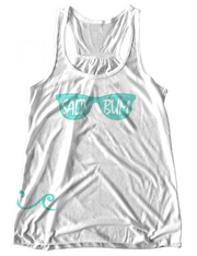 The Sunny Days Tank features Salty Bum logo on the front and our signature waves on the side. This tank is 60% cotton and 40% polyester which makes the perfect combination for hot summer days! Machine washable for easy care.
