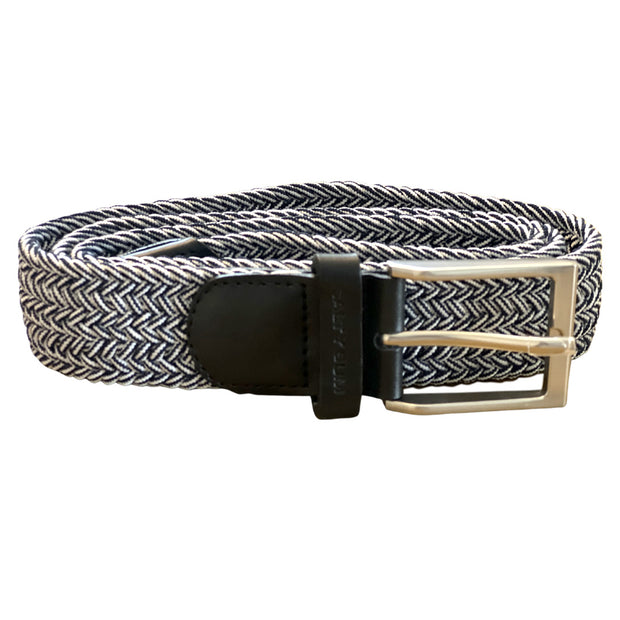 A classic and versatile comfort belt, it is made of woven elastic fabric that stretches and moves with you. Great for jeans, casual, slacks, or shorts. The buckle is silver, the keeper and end tab are leather embossed with the Salty Bum Logo. This has no belt holes, and is fully adjustable. 