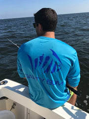 Fishin' Performance Surf Shirt is made with the highest quality materials. It's perfect for the salty, as well as the not-so-salty, waters. UV 50 Sun Protection; Quick Dry, Moisture Wicking; Anti-Microbial