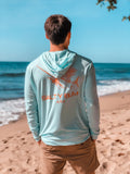 Hooded Performance Fishing Tee Vela Blue Small - Salty Bum