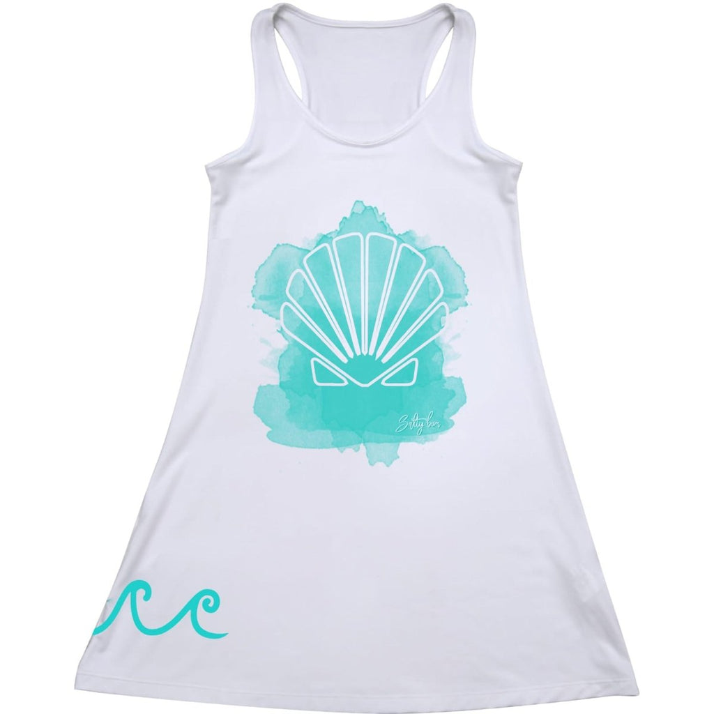 Ladies UV Performance White Tank Dress - Shell XS - Salty Bum