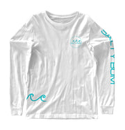 The Ola Long Sleeve Tee features the Salty Bum logo on the left chest, back, sleeve, and our signature waves on the side. This tee is 100% cotton which makes an ultra soft feel and comfortable fit. Machine washable for easy care.