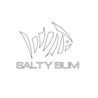 Salty Bum Fishin' Decal (6" x 8") White - Salty Bum