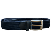 Salty Bum Wide Belt - a classic and versatile comfort belt, it is made of woven elastic fabric that stretches and moves with you. Great for jeans, casual, slacks, or shorts. The buckle is silver, the keeper and end tab are leather embossed with the Salty Bum Logo. This has no belt holes, and is fully adjustable. 