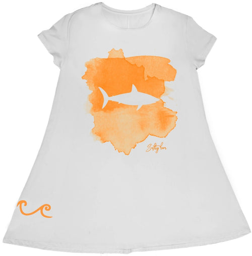 Ladies UV Performance White Short Sleeve Dress - Shark XS - Salty Bum